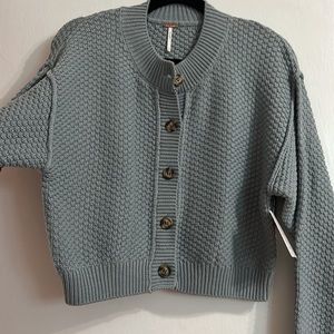 Free People Gray Textured Cardigan